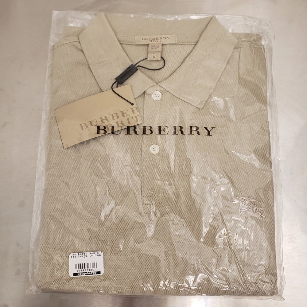 New Burberry brit men's beige polo shirt S,M,XL - Picture 7 of 8